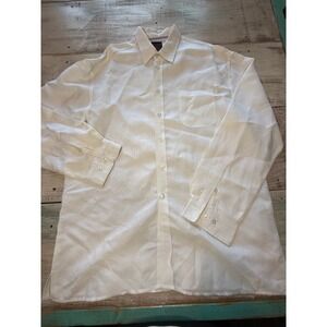 Linea Uomo Mens XXL White Linen Blend Long Sleeve Button Up Shirt Pocket‎ Casual